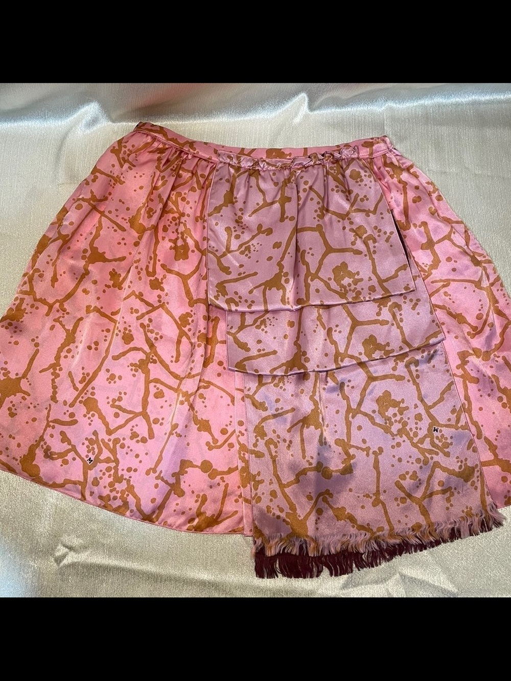 Missoni Pink and Rust-Print Silk Skirt